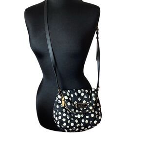 Marc By Marc Jacobs Natasha Nylon Quilted Crossbody Bag Purse Black White Dot